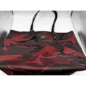Coach Military Red Camo Tote F31451 Large Shoulder Bag Authentic Fair Con PT2